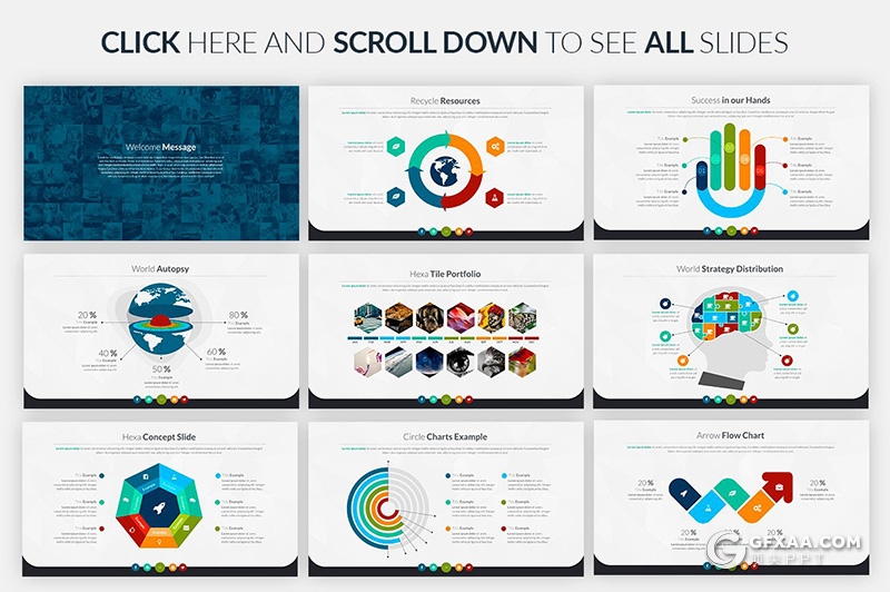 70页国外高品质商务风格企业项目流程展示工作计划总结PPT模板60种XML配色 - 顶尖PPT