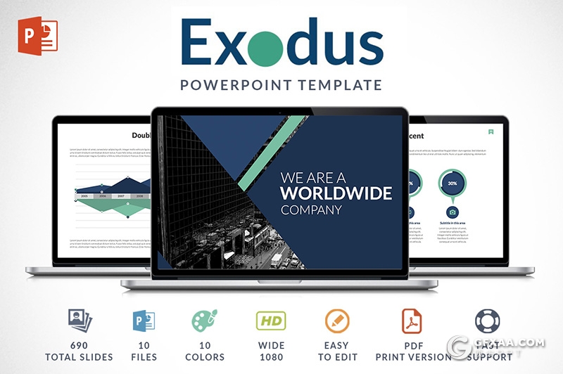 70页国外商务风格企业宣传介绍工作计划总结通用PPT模板5种主题配色 - 顶尖PPT