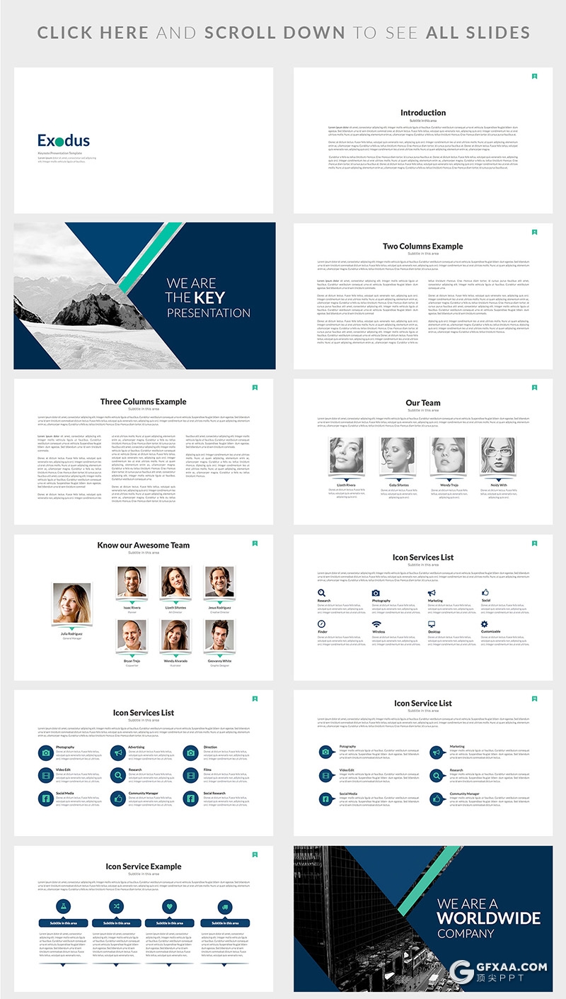 70页国外商务风格企业宣传介绍工作计划总结通用PPT模板5种主题配色 - 顶尖PPT
