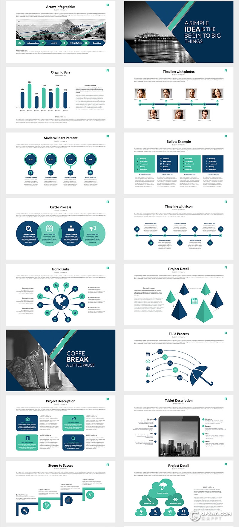 70页国外商务风格企业宣传介绍工作计划总结通用PPT模板5种主题配色 - 顶尖PPT