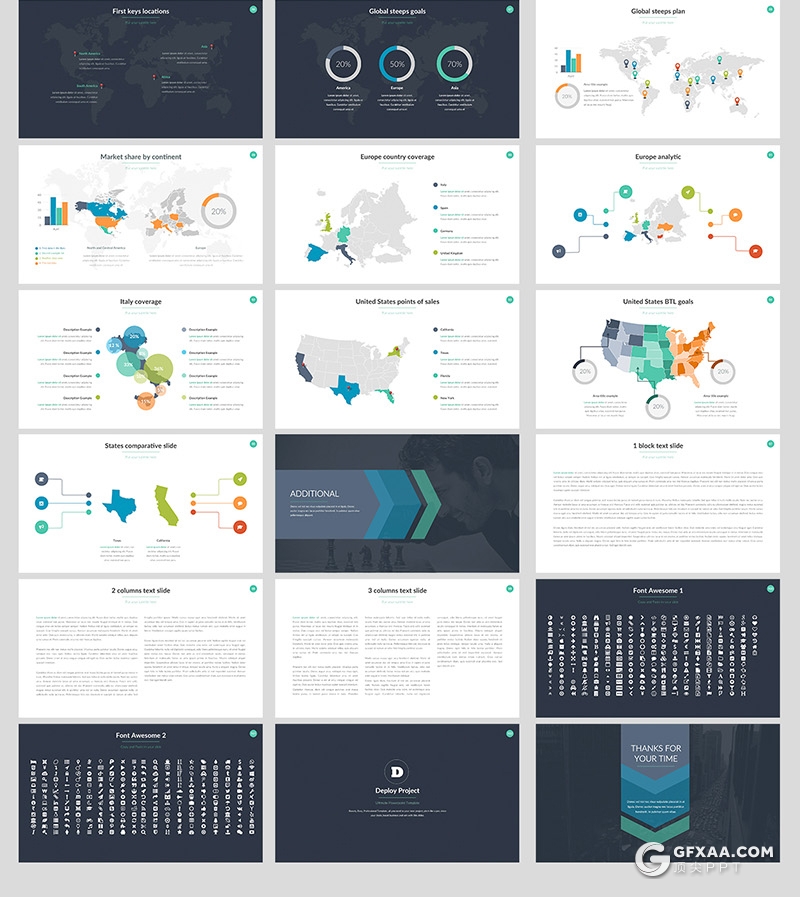 100页彩色商务企业宣传介绍工作汇报计划多用途PPT模板61种XML配色 - 顶尖PPT
