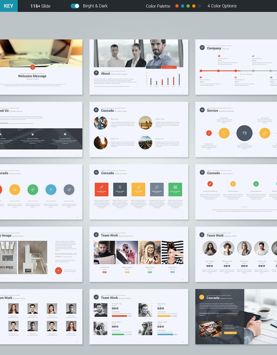 彩色商务数据统计图形图表keynote模板 - 顶尖PPT