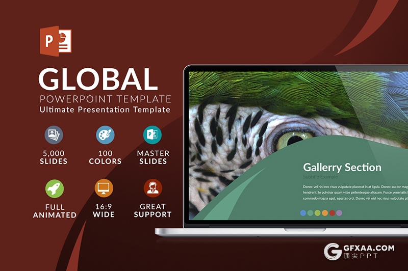 50页国外彩色商务风格工作汇报工作计划项目案例展示PPT模板 - 顶尖PPT