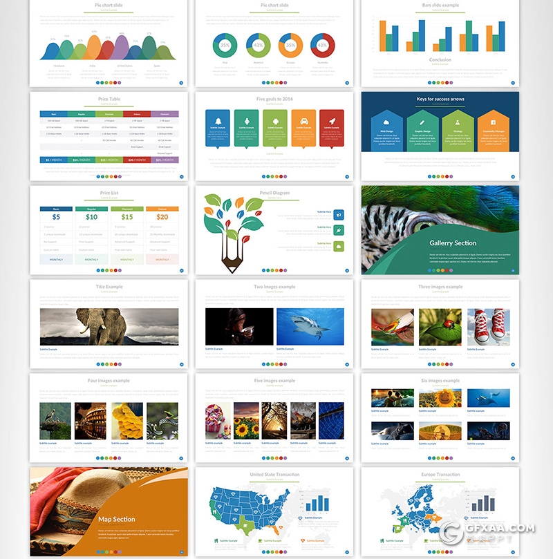 50页国外彩色商务风格工作汇报工作计划项目案例展示PPT模板 - 顶尖PPT