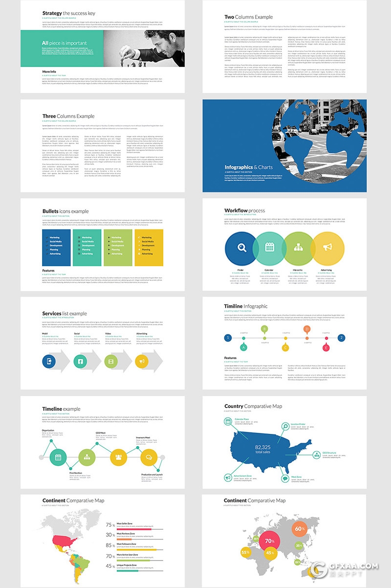 69页黑白两种底色国外商务风格年终工作总结计划PPT模板60种XML配色 - 顶尖PPT