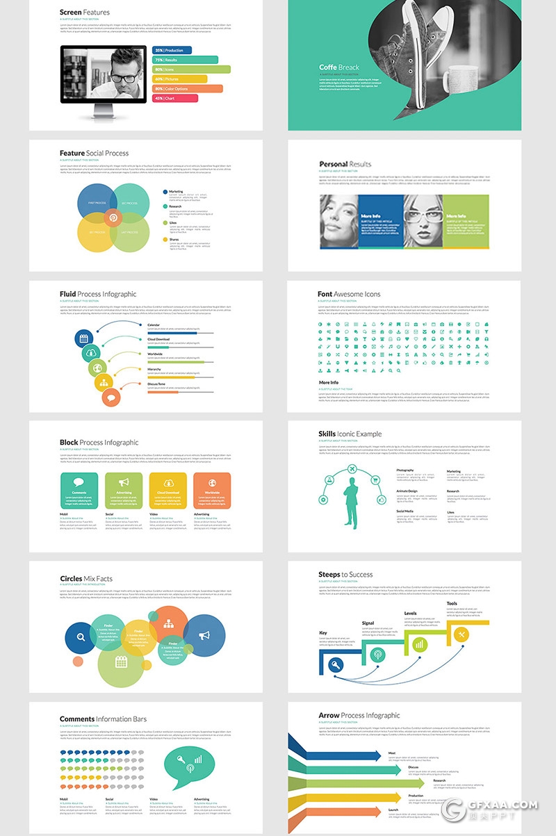 69页黑白两种底色国外商务风格年终工作总结计划PPT模板60种XML配色 - 顶尖PPT
