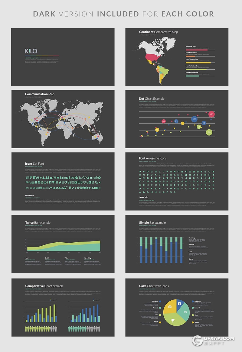 69页黑白两种底色国外商务风格年终工作总结计划PPT模板60种XML配色 - 顶尖PPT