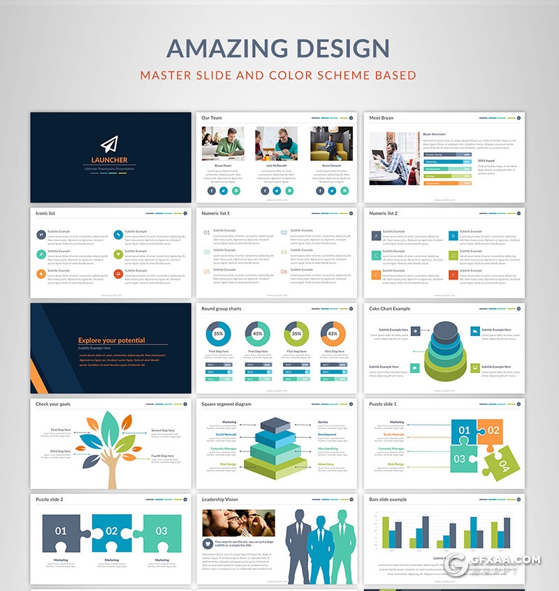 58页彩色企业宣传介绍工作计划年终工作汇报PPT模板110种XML配色 - 顶尖PPT