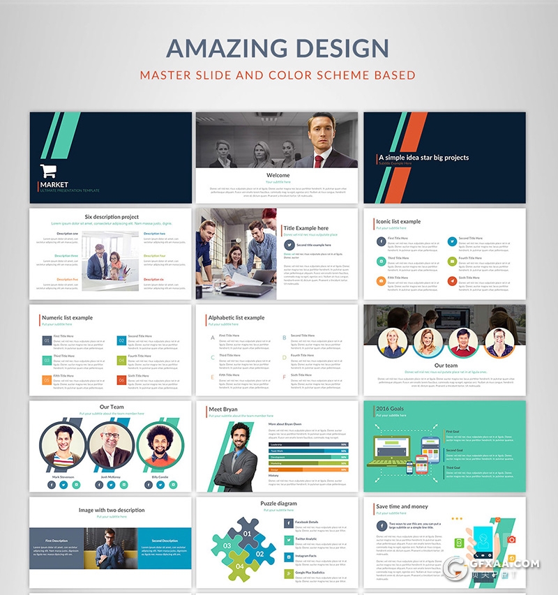 56页国外商务风格团队介绍工作计划总结多用途PPT模板 - 顶尖PPT