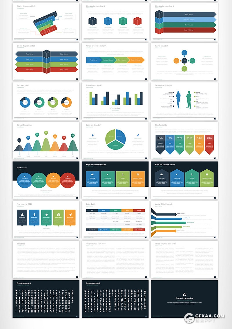 70页国外彩色企业团队介绍工作计划汇报商务通用PPT模板110种XML配色 - 顶尖PPT