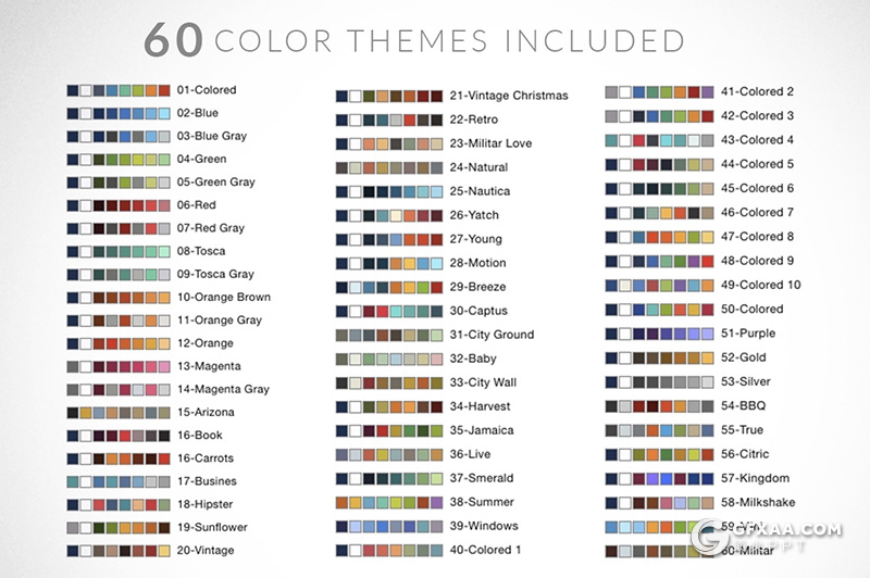 53页国外彩色商务风企业宣传介绍工作计划总结通用PPT模板60种XML配色 - 顶尖PPT