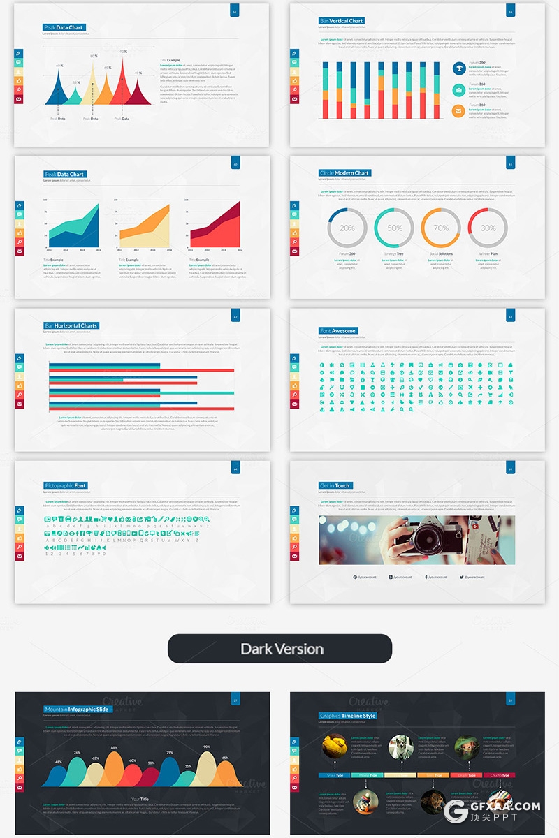 65页彩色欧美商务风格工作计划公司简介年终总结PPT模板 - 顶尖PPT