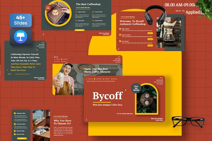 咖啡店讲述展示方案推介Keynote模板 - 顶尖PPT