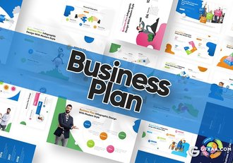 29页精美图形插画设计效果国外商业计划书卡通概念插画PPT模板 - 顶尖PPT