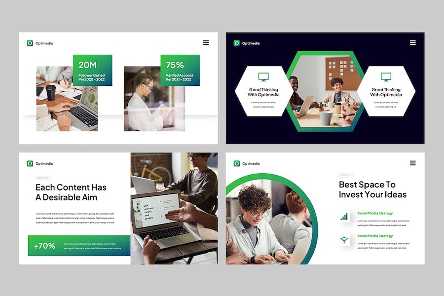 蓝绿色电商运营数字营销推广Keynote模板 - 顶尖PPT