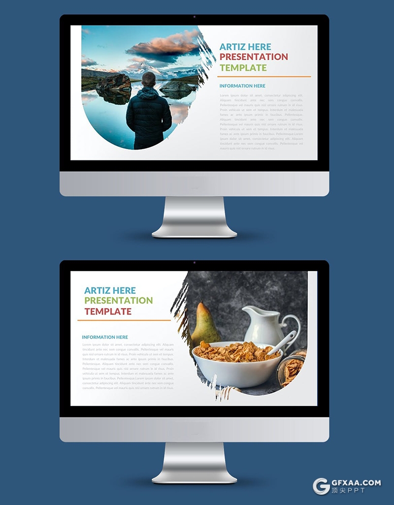 37页创意笔刷图片剪影图文搭配设计ppt模板赠送1000个icon图标素材 - 顶尖PPT