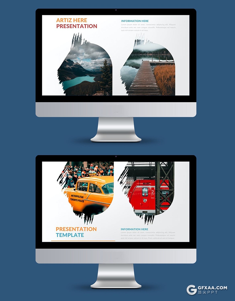 37页创意笔刷图片剪影图文搭配设计ppt模板赠送1000个icon图标素材 - 顶尖PPT