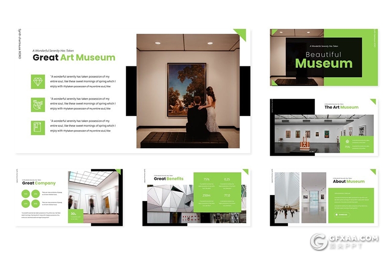 30页博物馆展会活动策划宣传介绍Google slides模板5种主题配色 - 顶尖PPT