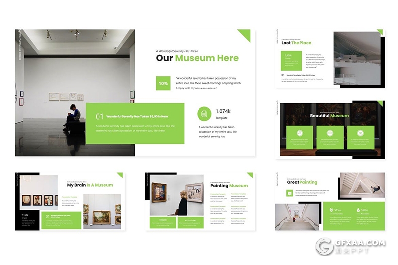30页博物馆展会活动策划宣传介绍Google slides模板5种主题配色 - 顶尖PPT