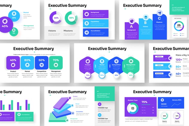 执行摘要信息图表图形keynote模板 - 顶尖PPT