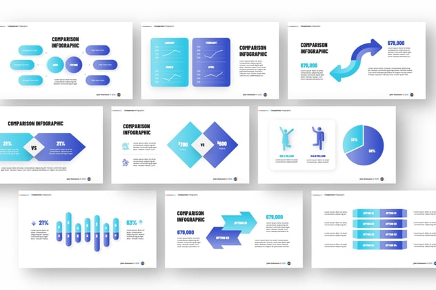 数据对比比较信息图形PPT模板 - 顶尖PPT