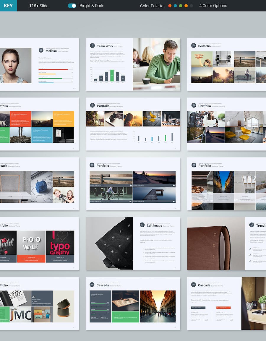 彩色商务数据统计图形图表keynote模板 - 顶尖PPT