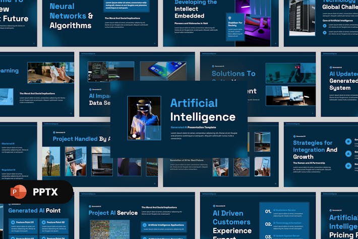 AI科技人工智能PowerPoint演示 - 顶尖PPT