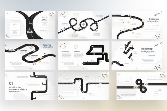 涂鸦风格路线图形keynote模板 - 顶尖PPT