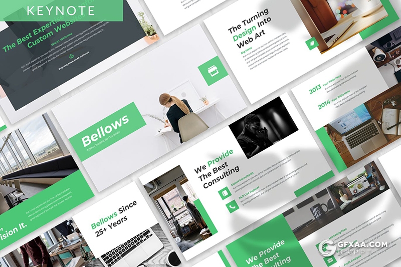 30页扁平化商务风格企业宣传介绍多用途keynote模板3种配色 - 顶尖PPT