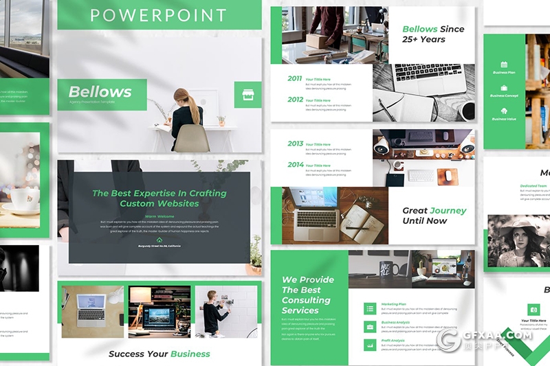 30页扁平化商务风格企业宣传介绍多用途PPT模板3种配色 - 顶尖PPT