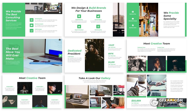 30页扁平化商务风格企业宣传介绍多用途PPT模板3种配色 - 顶尖PPT