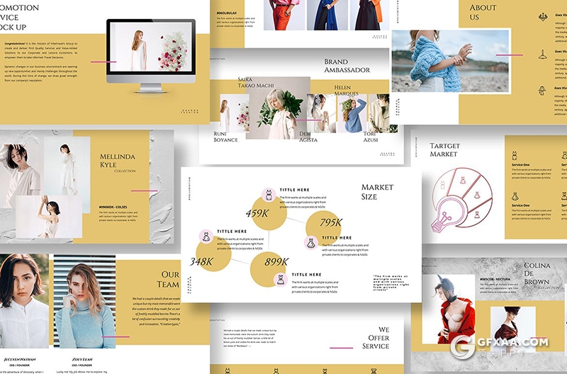 40页极简时尚艺术流行风格摄影模特写真keynote模板3种主题配色 - 顶尖PPT