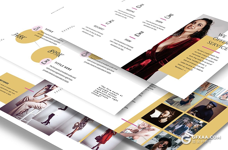 40页极简时尚艺术流行风格摄影模特写真keynote模板3种主题配色 - 顶尖PPT