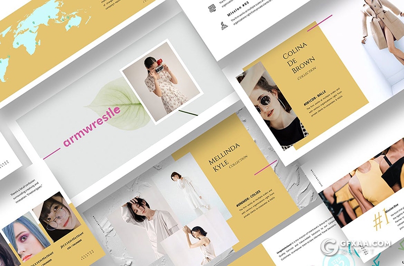 40页极简时尚艺术流行风格摄影模特写真keynote模板3种主题配色 - 顶尖PPT