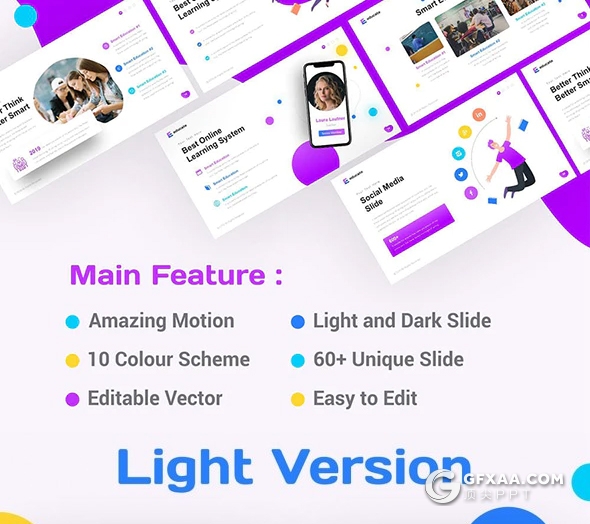 64页高端图形版式设计教育培训机构keynote模板11种主题配色 - 顶尖PPT