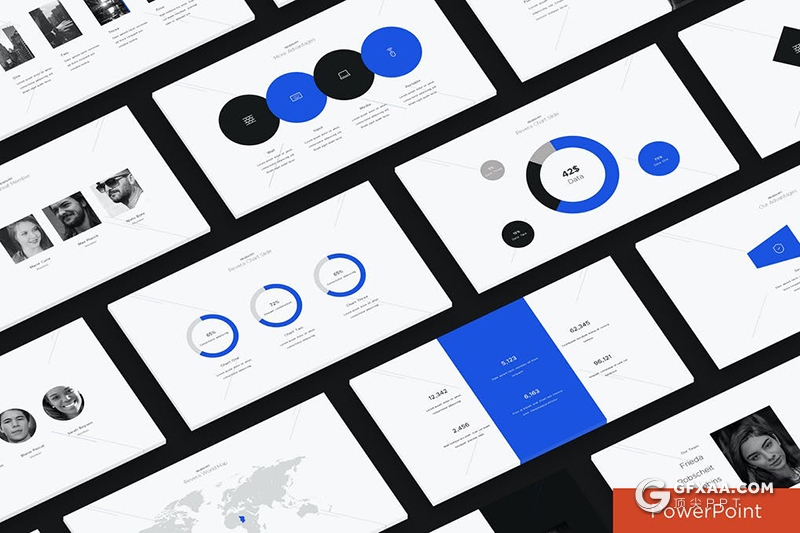 31页蓝色扁平化商务风格工作计划总结PPT模板 - 顶尖PPT