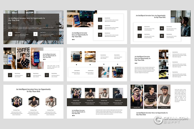 36页扁平化虚拟货币介绍公司简介团队介绍Google slides模板 - 顶尖PPT