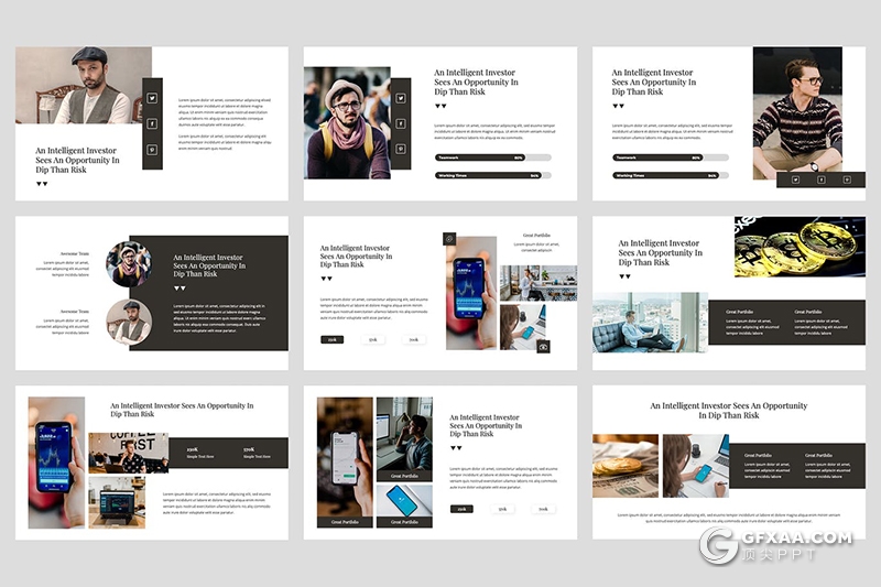 36页扁平化虚拟货币介绍公司简介团队介绍Google slides模板 - 顶尖PPT
