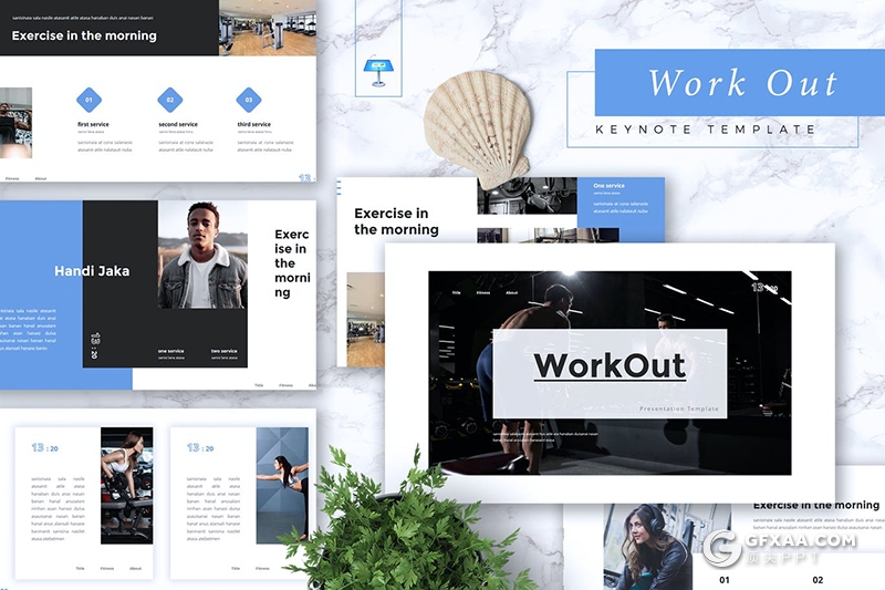30页健身锻炼户外运动健身房宣传介绍keynote模板 - 顶尖PPT