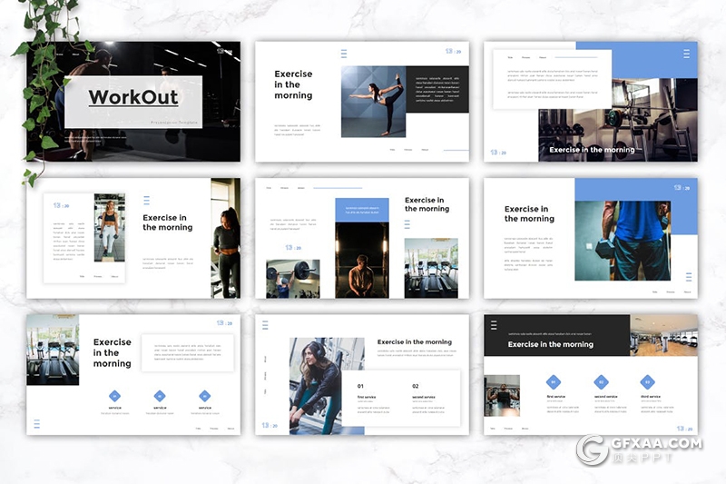 30页健身锻炼户外运动健身房宣传介绍keynote模板 - 顶尖PPT