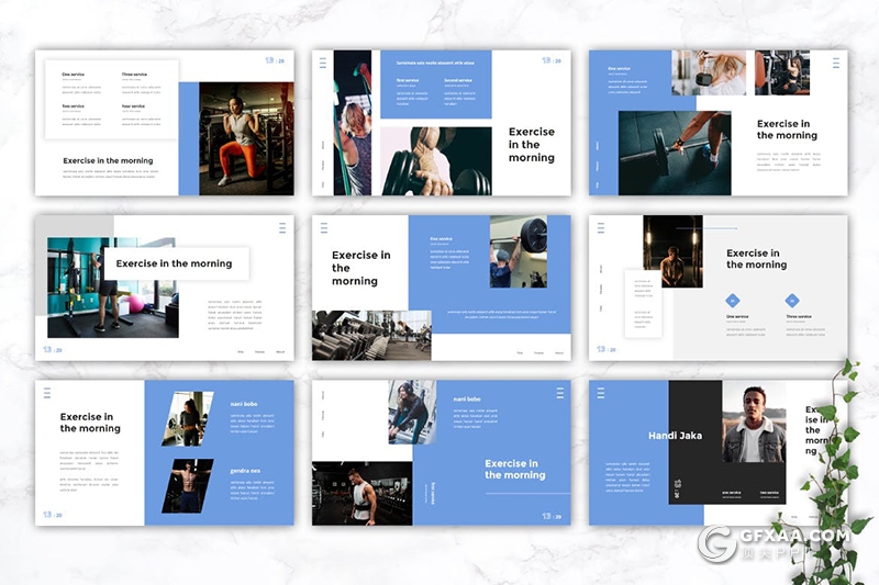 30页健身锻炼户外运动健身房宣传介绍keynote模板 - 顶尖PPT