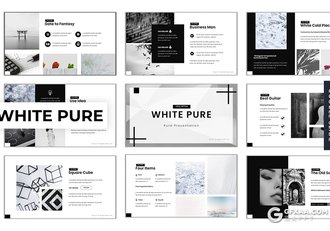 30页纯色简约文艺风格商务通用Google slides模板5种主题配色 - 顶尖PPT