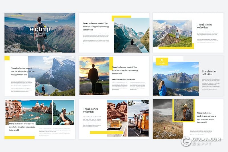 40页背包客旅游度假旅游景点宣传介绍keynote模板 - 顶尖PPT