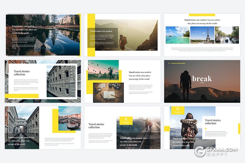 40页背包客旅游度假旅游景点宣传介绍keynote模板 - 顶尖PPT