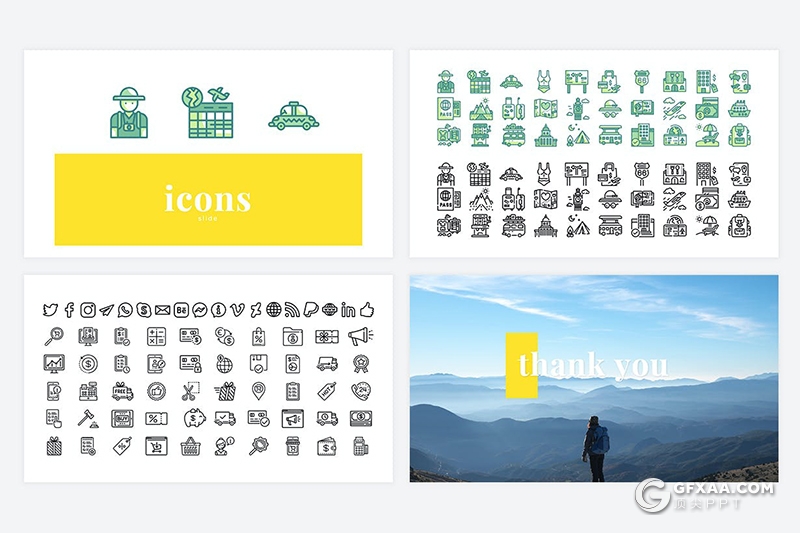 40页背包客旅游度假旅游景点宣传介绍keynote模板 - 顶尖PPT