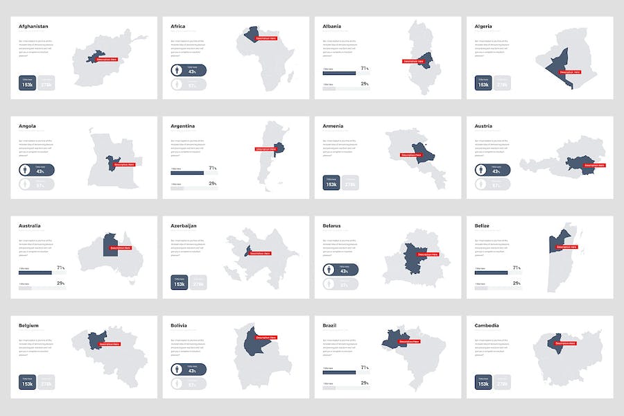 全球各个国家/地区地图图形PPT模板 - 顶尖PPT