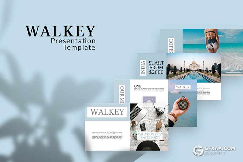 31页蓝色扁平化简约风格旅游度假风景景点介绍展示keynote模板 - 顶尖PPT