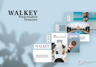 31页蓝色扁平化简约风格旅游度假风景景点介绍展示PPT模板 - 顶尖PPT