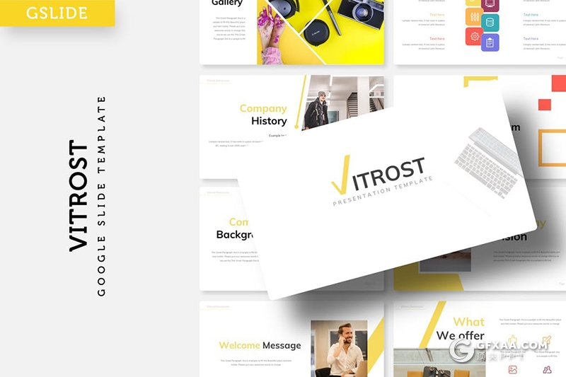 30页扁平化国外极简文艺小清新风格Google slides模板 - 顶尖PPT