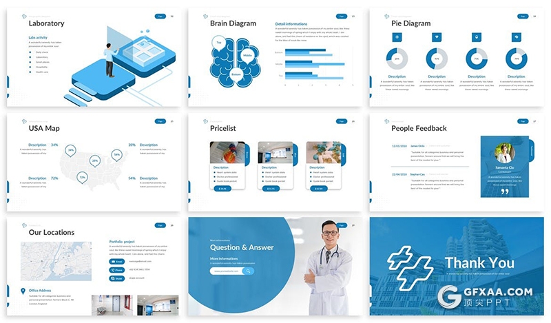 30页医学研究医疗行业工作计划汇报PPT模板3种主题配色 - 顶尖PPT